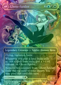 Gwen Stacy Ghost-Spider - FOIL BORDERLESS SCENE CARD NM (MTG Spider-Man 202) - Image 2