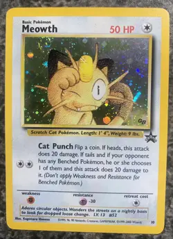 Pokemon TCG Meowth Black Star Promo 10 Holo Rare Card 2000 Game Boy NM - Image 1