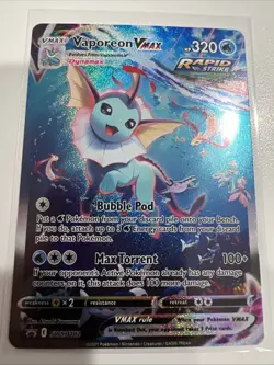 Vaporeon VMAX SWSH182 Ultra Rare Full Art Pokemon TCG Card 2021 Holo Foil - Image 2