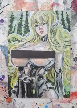 Altered MtG Hand Painted Forest One Of A Kind Anime Girl - Image 1