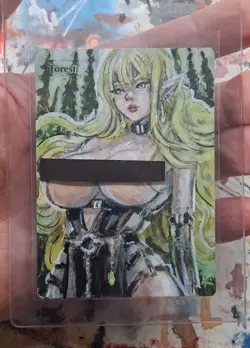 Altered MtG Hand Painted Forest One Of A Kind Anime Girl - Image 2