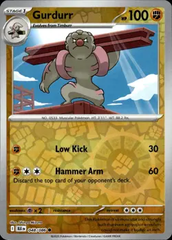 Gurdurr 048/086 Common Black Bolt Pokemon Reverse Holo Near Mint - Image 1