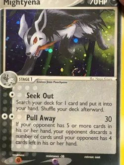 Pokemon TCG Mightyena Ex Deoxys 12/107 Holo Rare Swirl Vintage 2005 Card HP - Image 2