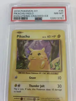 2016 Pokemon XY Evolutions Pikachu #35 Cracked Ice Holo PSA 8 NM-MT Theme Deck - Image 2