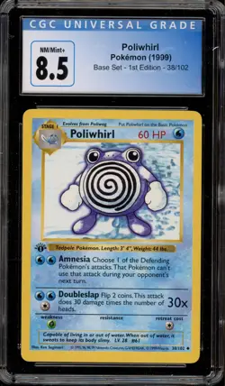 Pokemon Poliwhirl Base Set Shadowless 1st Edition #38 CGC 8.5 - Image 1