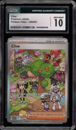 Pokemon Clive Paldean Fates Special Illustration Rare #236 CGC 10 Gem Mint - Image 1