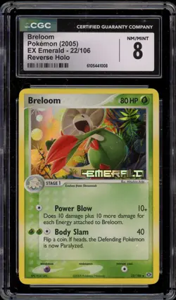 Pokemon Breloom EX Emerald Reverse Holo #22 CGC 8 - Image 1