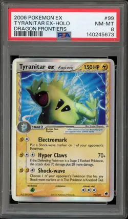 Pokemon Tyranitar ex EX Dragon Frontiers Holo Ultra Rare #99 PSA 8 - Image 1