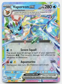 Vaporeon ex 023/131 Holo Double Rare Prismatic Evolutions Pokemon Near Mint - Image 1
