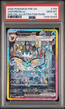2025 Pokemon Prismatic Evolutions Vaporeon Ex #149 GMT PSA 10 Special Illus Rare - Image 1