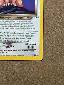 Pokemon Dark Ursaring 21/105 Neo Destiny 60 HP Stage 1 Rare Regular English MP - Image 4