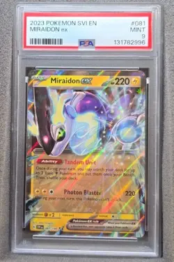 POKEMON CARD MIRAIDON EX 81 SVI EN SCARLET & VIOLET #81 GRADED PSA 9 MINT - Image 1