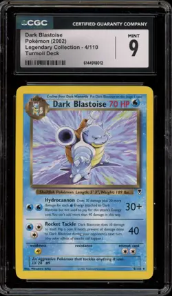 Pokemon Dark Blastoise Legendary Coll. Turmoil Deck Rare #4 CGC 9 Mint - Image 1