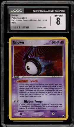Pokemon Unown EX Unseen Forces Unown Set Holo Rare #T/28 CGC 8 - Image 1