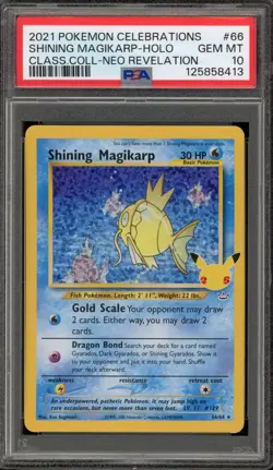 Pokemon Shining Magikarp Celebrations Classic Coll. Neo Rev. Holo #66 PSA 10 - Image 1