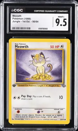 1999 POKEMON JUNGLE - 1ST ED. #56/64 MEOWTH CGC 9.5 - Image 1