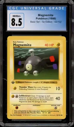 Pokemon Magnemite Base Set Shadowless 1st Edition #53 CGC 8.5 - Image 1