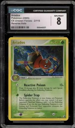 Pokemon Ariados EX Unseen Forces Reverse Holo Rare #2 CGC 8 - Image 1