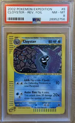 CLOYSTER HOLO 8/165 EXPEDITION POKEMON PSA 8 (Error Label) - Image 1