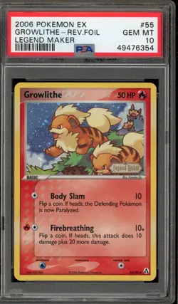 Pokemon Growlithe EX Legend Maker Reverse Holo #55 PSA 10 Gem Mint - Image 1