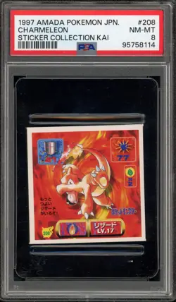Pokemon Charmeleon Sticker Coll. Amada Kai Japanese #208 PSA 8 - Image 1