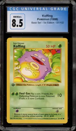 Pokemon Koffing Base Set Shadowless 1st Edition #51 CGC 8.5 - Image 1