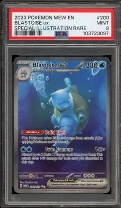 Pokemon Blastoise ex 151 MEW EN Special Illustration Rare #200 PSA 9 Mint - Image 1