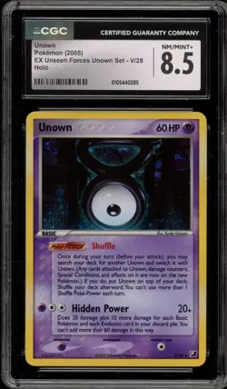 Pokemon Unown EX Unseen Forces Unown Set Holo Rare #V/28 CGC 8.5 - Image 1