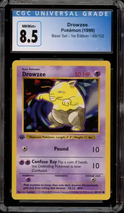 Pokemon Drowzee Base Set Shadowless 1st Edition #49 CGC 8.5 - Image 1