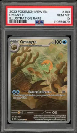Pokemon Omanyte 151 MEW EN Illustration Rare #180 PSA 10 Gem Mint - Image 1