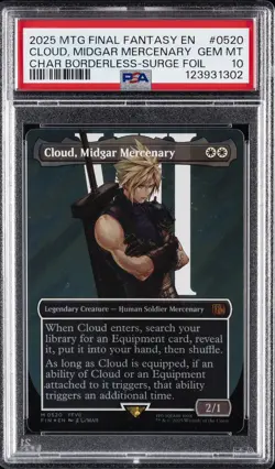 2025 MTG FINAL FANTASY SURGE FOIL #0520 CLOUD, MIDGAR MERCENARY PSA 10 - Image 1