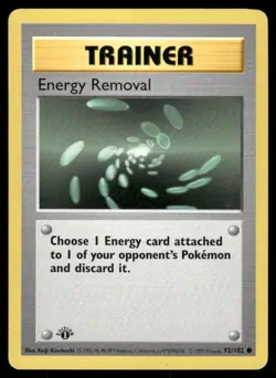 Pokemon Cards Energy Removal 92/102 1st Edition Base Set Shadowless Common NM - Image 1
