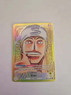 One Piece Card Game Enel OP05-098 L Leader Alternate Art Parallel Card NM - Image 1