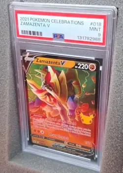 POKEMON CARD ZAMAZENTA V ULTRA RARE 18 CELEBRATIONS #18 GRADED PSA 9 MINT - Image 4
