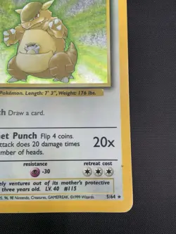 Pokemon Card Kangaskhan 5/64 Jungle Holo Rare Card *No Symbol Error* - Image 5