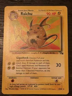 Pokemon Card 1ST EDITION Raichu Fossil 29/62 WotC Vintage Non Holo Rare NM - Image 3