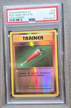 POKEMON CARD FULL HEAL REVERSE HOLO 78 EVOLUTIONS #78 VINTAGE GRADED PSA 9 MINT - Image 1
