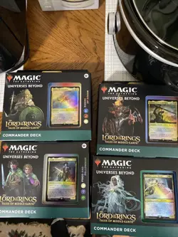 *DAMAGED PACKAGING* Magic The Gathering Set Of 4 LOTR Commander Decks 195166205052 - Image 1