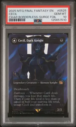 2025 MTG FINAL FANTASY CHARACTER BORDERLESS SURGE FOIL CECIL, DARK KNIGHT PSA 10 - Image 1