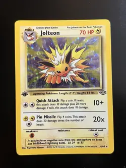 Jolteon 4/64 Jungle Holo 1st Edition WOTC 1999 Pokemon Card MP Moderate Play! - Image 2
