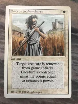 1x Swords to Plowshares mtg Revised Editoin Heavily Played HP - Image 1