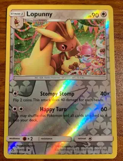 2018 Pokemon Ultra Prism Reverse Holo Lopunny #107/156 Used Free Shipping - Image 1