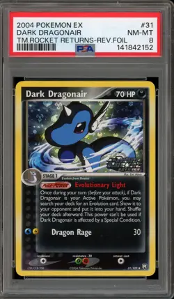 Pokemon Dark Dragonair EX Team Rocket Returns Reverse Holo #31 PSA 8 - Image 1