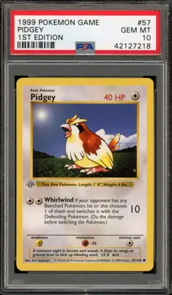Pokemon Pidgey Base Set Shadowless 1st Edition #57 PSA 10 Gem Mint - Image 1