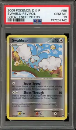 Pokemon Swablu Great Encounters Reverse Holo #86 PSA 10 Gem Mint - Image 1