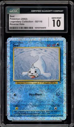 Pokemon Seel Legendary Coll. Reverse Holo #92 CGC 10 Gem Mint - Image 1