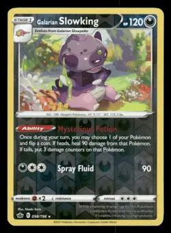 Galarian Slowking 098/198 Holo Rare Chilling Reign Pokemon Reverse Holo NM/M - Image 1