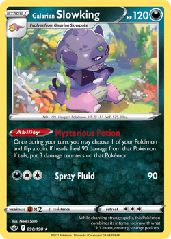 Galarian Slowking 098/198 Holo Rare Chilling Reign Pokemon Reverse Holo NM/M - Image 4