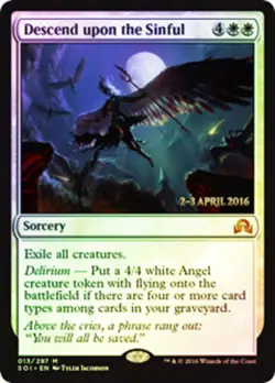 Descend Upon the Sinful - Foil - Prerelease Promo Magic mtg Moderate Play, Engli - Image 1