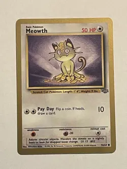Pokemon TCG Jungle Meowth 56/64 Gold Border (Fruit Roll Up Promo) NM - Image 1